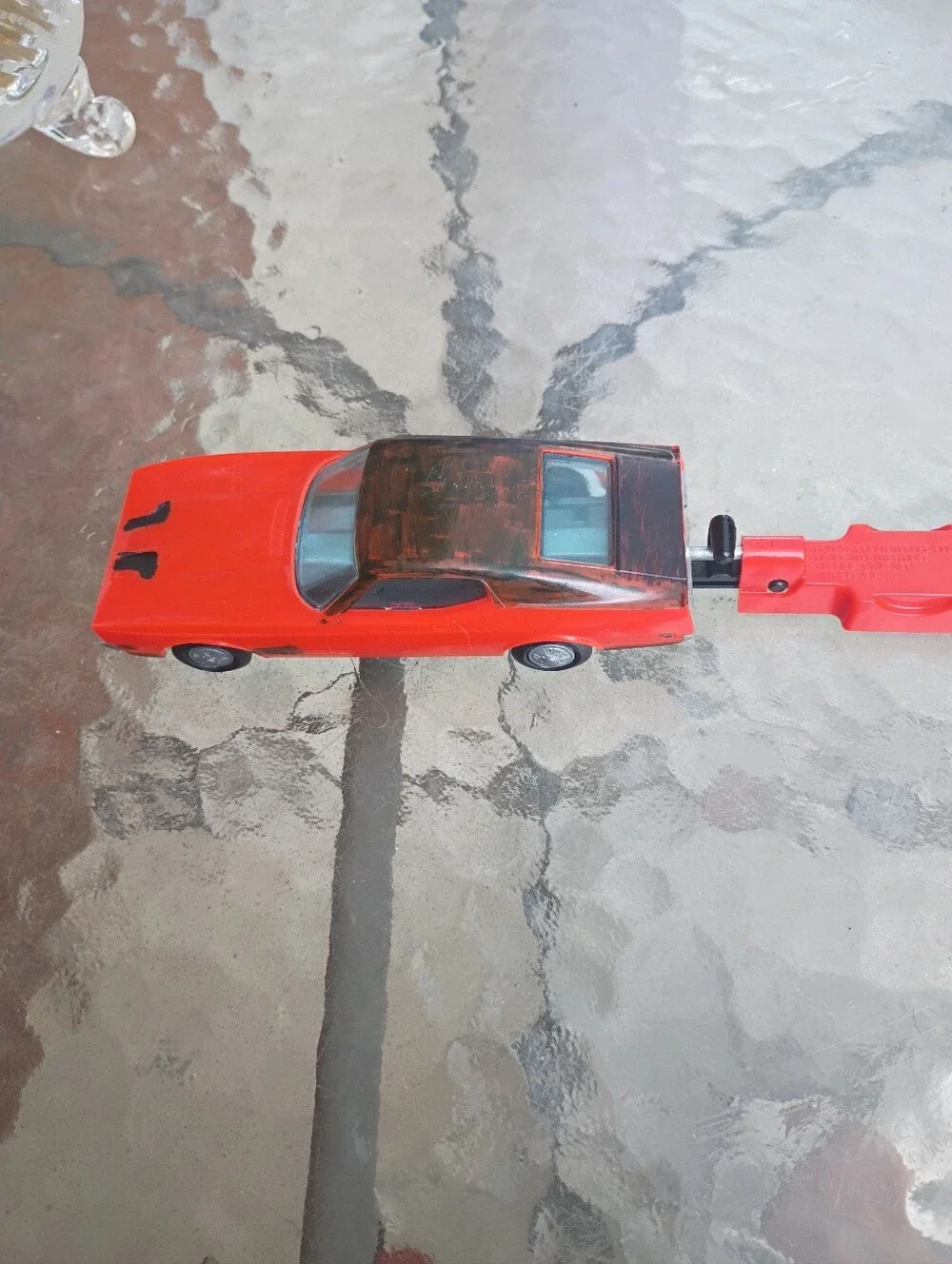 1970s Funmate Go Cars Red Mustang Mach 1 Vintage Plastic Promo Car  W/ Launcher